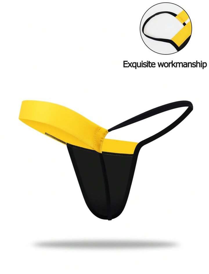 Men's Color Block Thong, Underwear Suitable For Dates